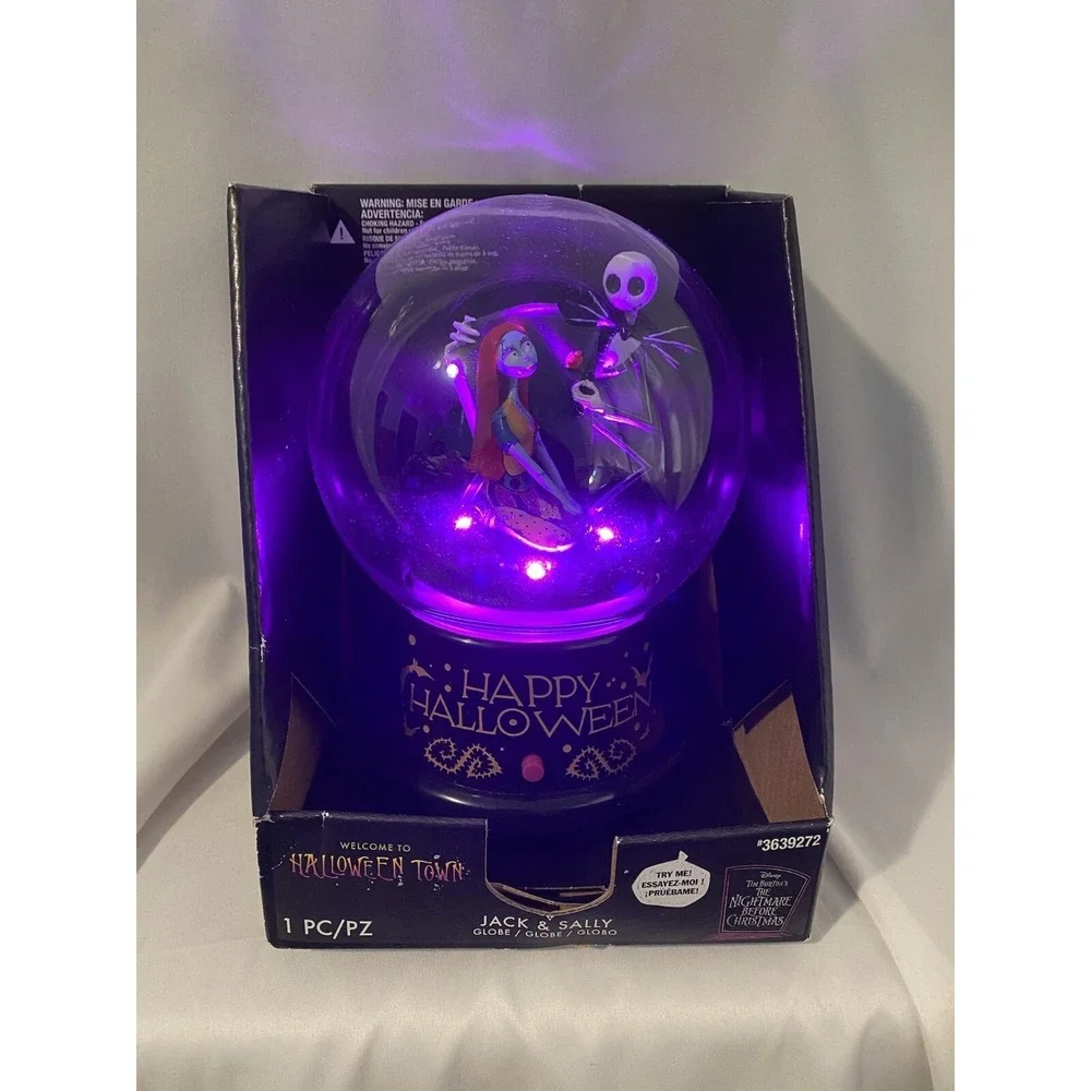 Disney Jack‎ Skellington & Sally Gemmy Halloween Light-Up Globe Plays Theme Song
